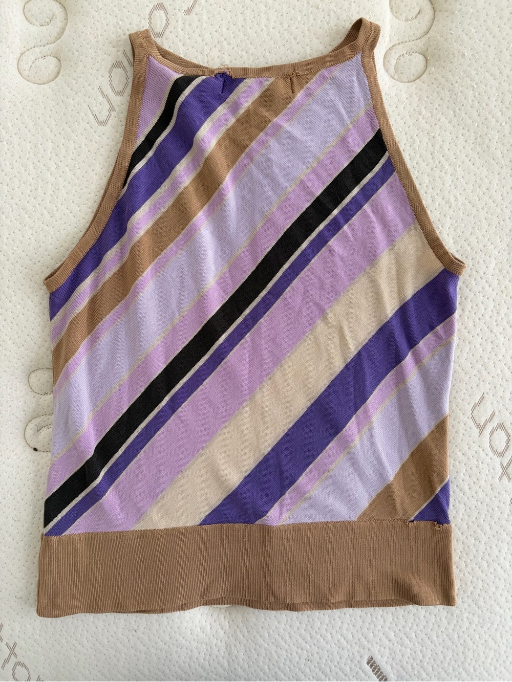 Y2K silk halter high neck cropped stripe camisole
